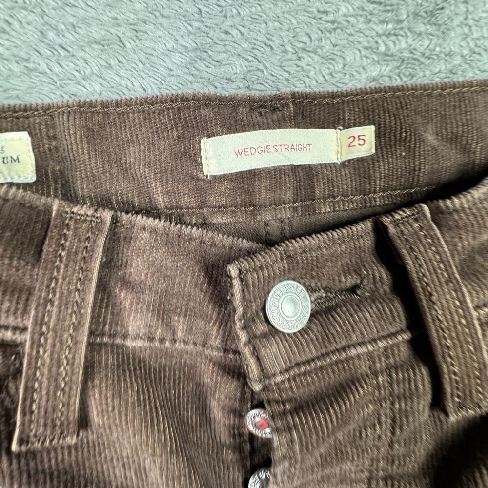 Levi’s PREMIUM WEDGIE STRAIGHT BIG E Hot Fudge Corduroy Pants Jeans Patchwork 25 - Picture 3 of 12